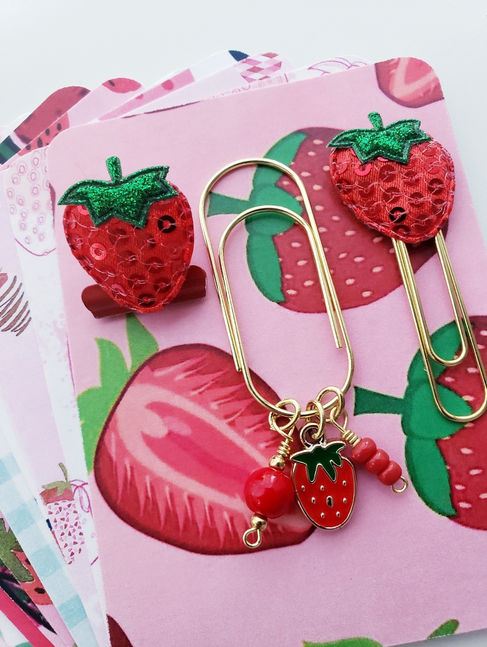 Strawberry Fields Planner Clip & Journaling Card Set
